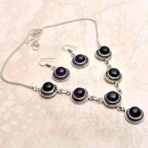 New black onyx sterling silver necklace & earrings